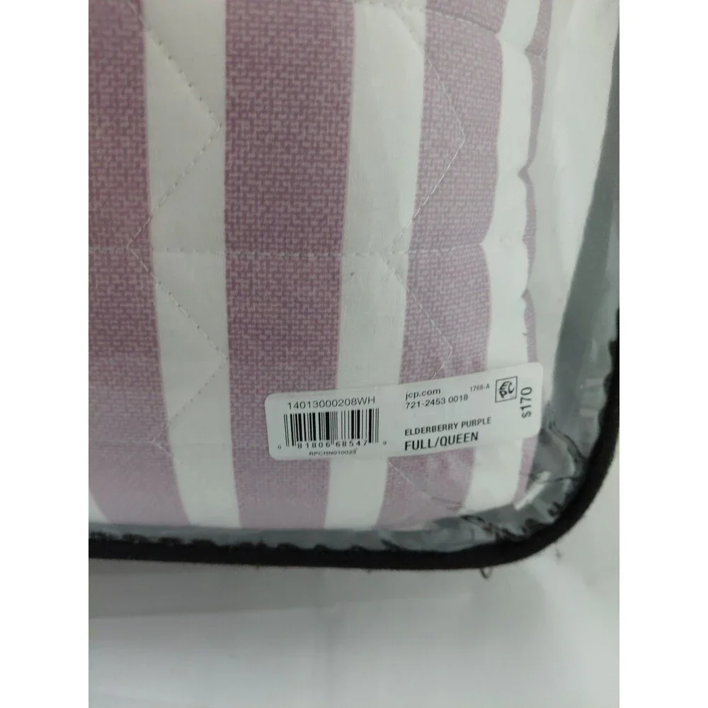 FIELDCREST Elderberry Purple Stripe Full/ Queen Bed Quilt, 90x96in $170 Retail